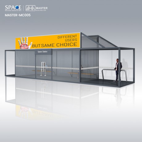 封閉式定制設計公交車站空調太陽能候車亭