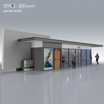 封閉式公交車站候車亭廣告LED顯示屏亭公交車站帶垃圾桶