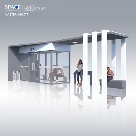 城市公共現(xiàn)代化不銹鋼定制帶加熱器的公共汽車站候車亭